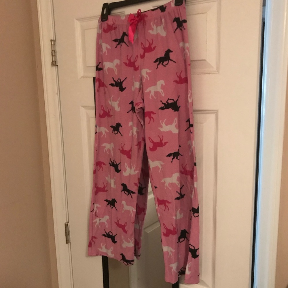 🔴2 pair girls pajama pants horses & plaid 14/16🔴